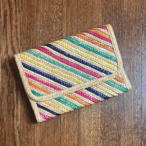 Colorful Striped Woven Clutch